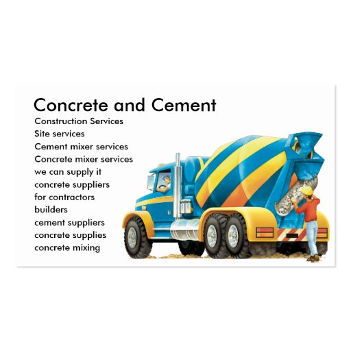 Concrete and Cement Mixer Business Card (front side)