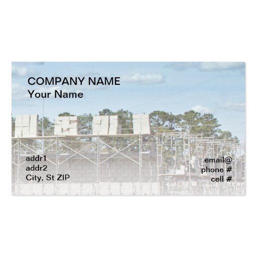 concrete blocks on scaffolding business cards
