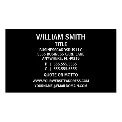 Concrete Contractor Black Simple Business Card (back side)