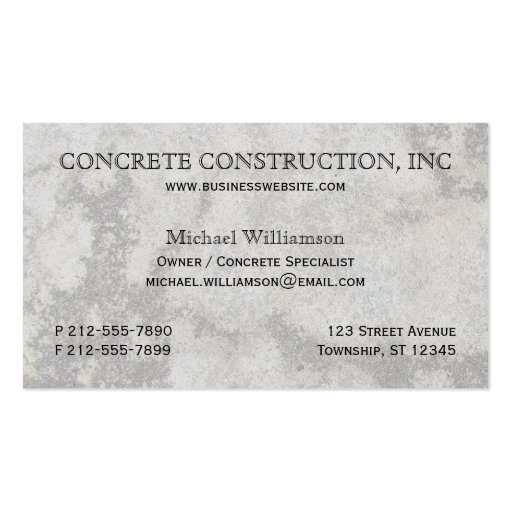 Concrete Business Card Templates BizCardStudio