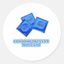 Condoms Prevent Minivans Round Stickers