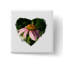 Cone flower  heart pinback buttons