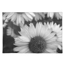 Cone Flowers - Daisy - In Black and White Place Mat