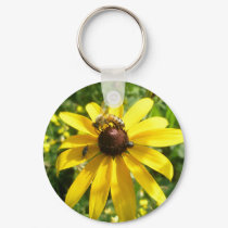 Coneflower & Bee Weevil Beetle Keychain