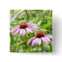Coneflower Twins Pinback Button