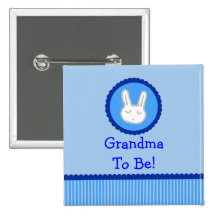 Conejito azul "abuela a ser" botón de la fiesta de pin