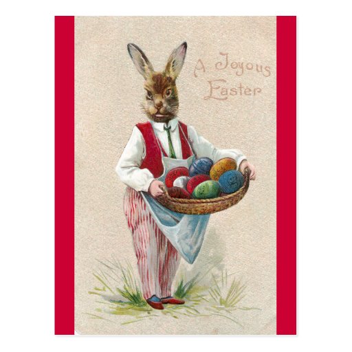 Conejito de pascua con los huevos postales