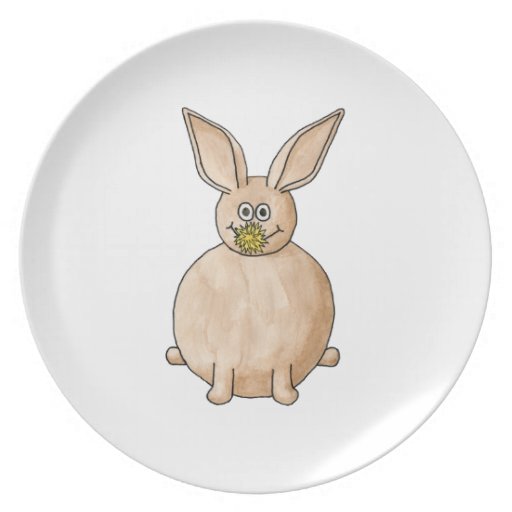 Conejo que come un diente de león platos de comidas