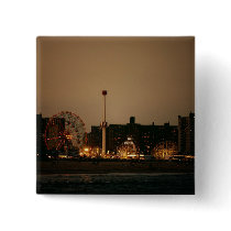Coney Island at Night Pinback Buttons