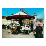 Coney Island Carousel 1890s Magic Lantern Slide Greeting Card