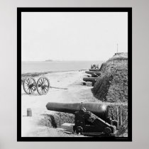 Confederate Gun Battery at Fort Johnson 1865 Print