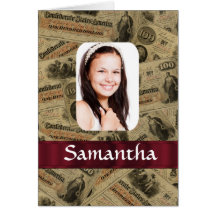 Confederate money photo template card