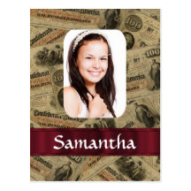 Confederate money photo template postcards