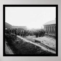 Confederate Prisoners at the Railroad Depot 1864 Print