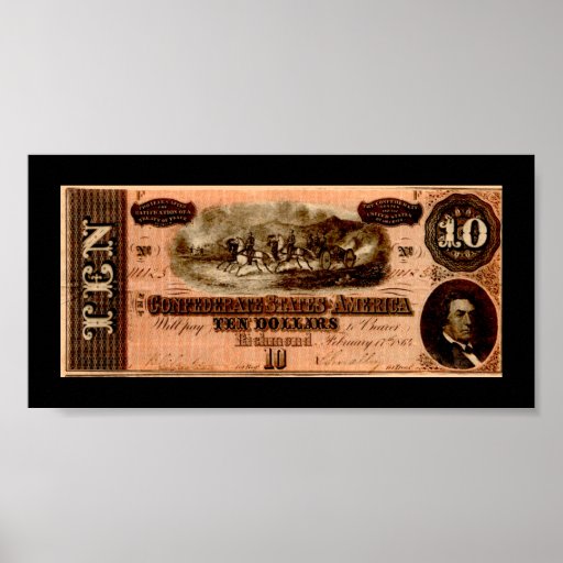 Confederate Ten Dollar Bill Print