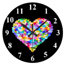 Confeti de los corazones del arco iris relojes de pared