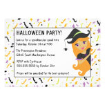 Confetti and cute witch Halloween party invitation