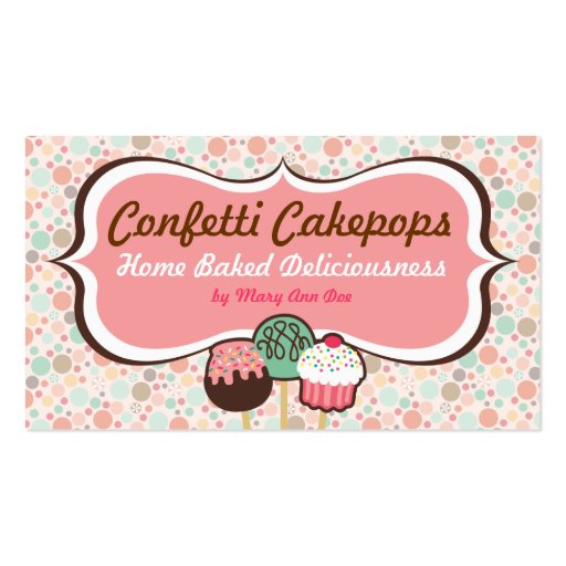 Confetti Cake Pops Business Cards (front side)