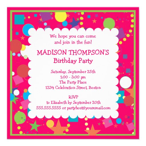 Confetti Celebration Birthday Party Invitation