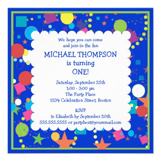 Confetti Circus 1st Birthday Party Invitation