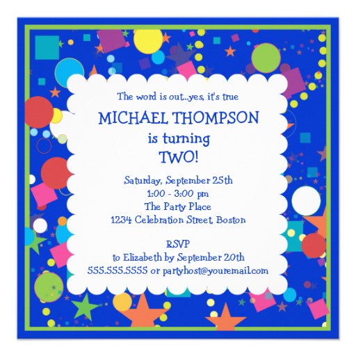 Confetti Circus 2nd Birthday Party Invitation