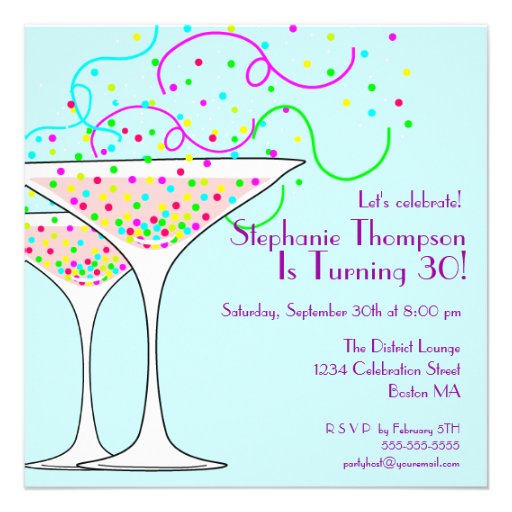 Confetti Cocktail Birthday Party Invitation