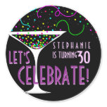Confetti Cocktail Birthday Round Sticker