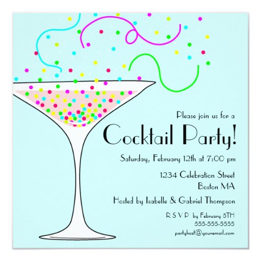 Confetti Cocktail Party Invitation Zazzle