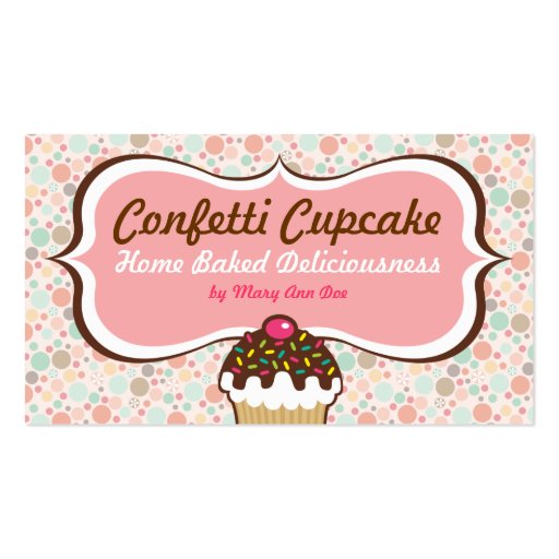 Confetti Cupcake & Bundt Cake Business Cards (front side)