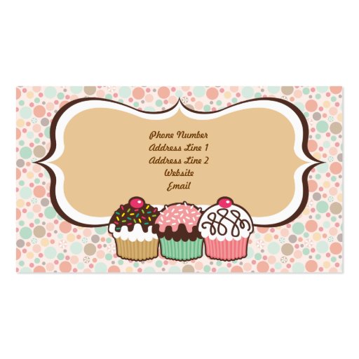 Confetti Cupcakes Trio Business Cards (back side)