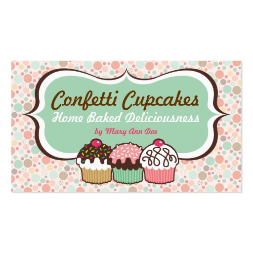 Confetti Cupcakes Trio Business Cards (front side)