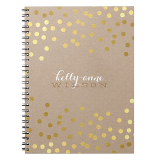 CONFETTI GLAMOROUS cute spot gold crafty kraft Spiral Note Book