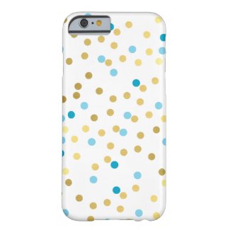CONFETTI modern cute pattern gold turquoise blue Barely There iPhone 6 Case