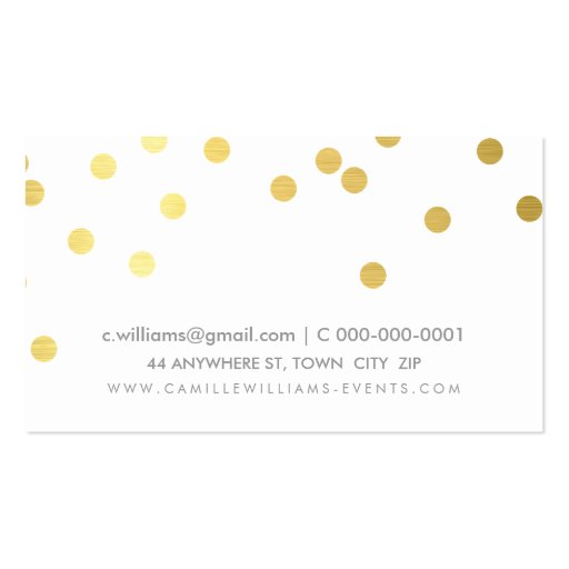 CONFETTI modern cute polka dot pattern gold foil Business Cards (back side)