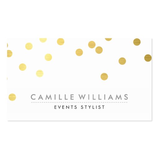 CONFETTI modern cute polka dot pattern gold foil Business Cards (front side)