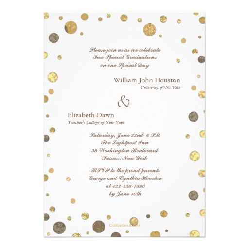 Confetti Sprinkling in Gold Photo Invitation