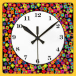 Confetti Squares wall clocks