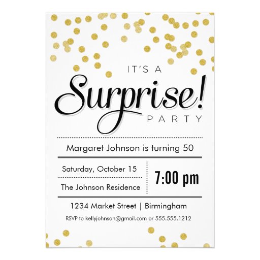 Confetti Surprise Party Invitation