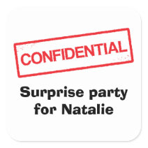 Confidential, surprise party for [name] envelope seal stickers