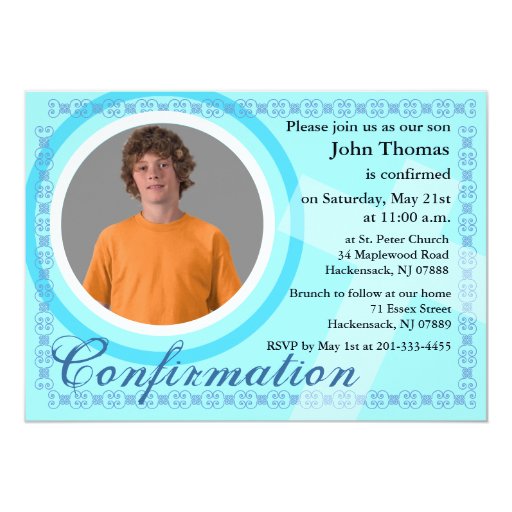 Confirmation Boy Invitation Blue Zazzle