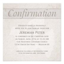 Confirmation Holy Spirit Dove and Cross Taupe Personalized Invites
