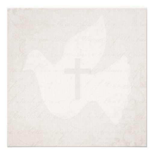 Confirmation Holy Spirit Dove and Cross Taupe Personalized Invites