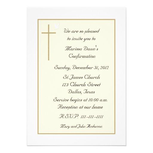Confirmation Invitation -- Cross and Dove