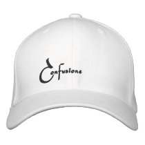 Confusione Fitted Hat, Black Print, noBack Emb Embroidered Hats