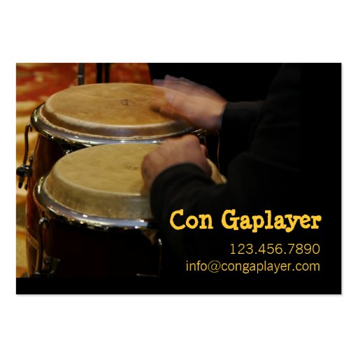 congaplayer's hands on instrument business card (front side)