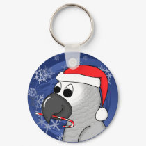 Congo African Grey Christmas Keychain
