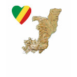 Congo-Brazzaville Flag Heart Map Fitted AA T-Shirt