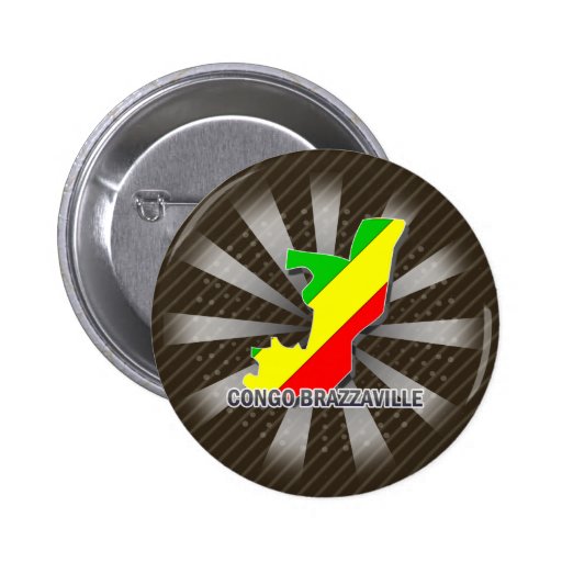 Congo Brazzaville Flag Map 2.0 Pinback Button