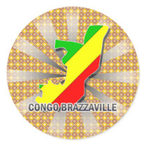 Congo Brazzaville Flag Map 2.0 Round Sticker