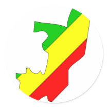 Congo Brazzaville flag map Round Sticker